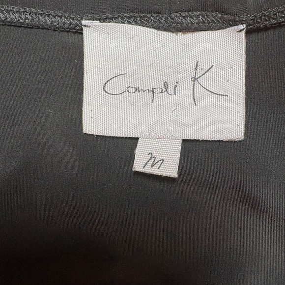 COMPLI K Black Slinky Knit Lagenlook Cardigan Tie Close Draped Pockets US Sz M - Picture 4 of 8